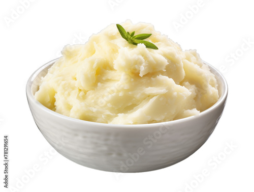 Coconut Mashed Potatoes isolated on transparent png background. Generative ai