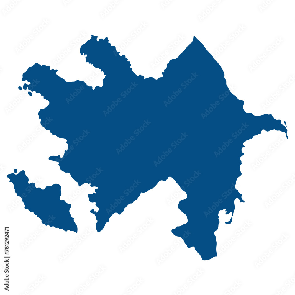 Azerbaijan map in blue color