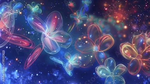 Enchanting Digital Butterflies in a Neon Cosmic Space.