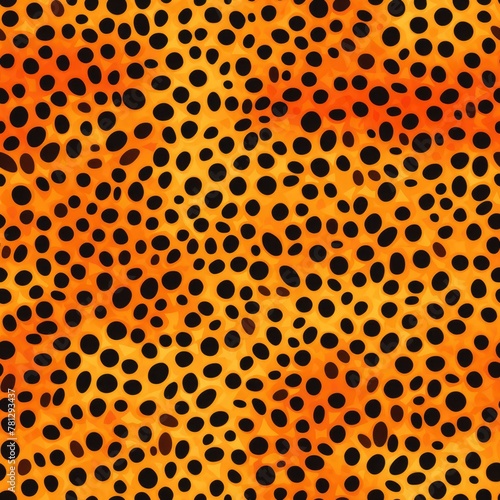 Vivid Orange and Black Spotted Animal Print Background.