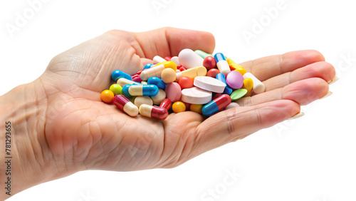 Hand holding pills, medicine for health care