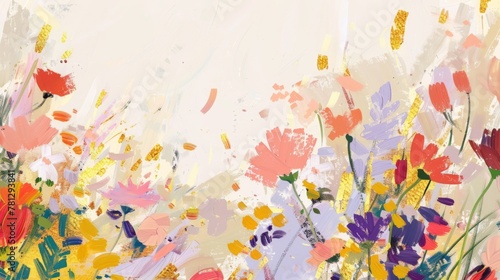 Colorful Abstract Floral Painting Artwork.