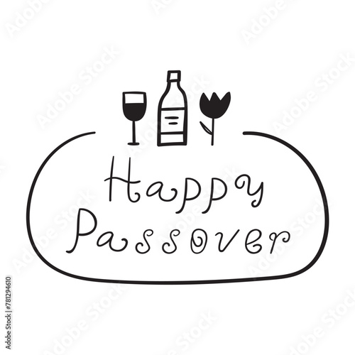 Badge. Happy Passover. Flat vector hand drawn illustration on white background.