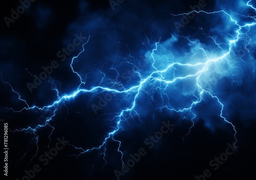 Powerful electric lightning strike in dark