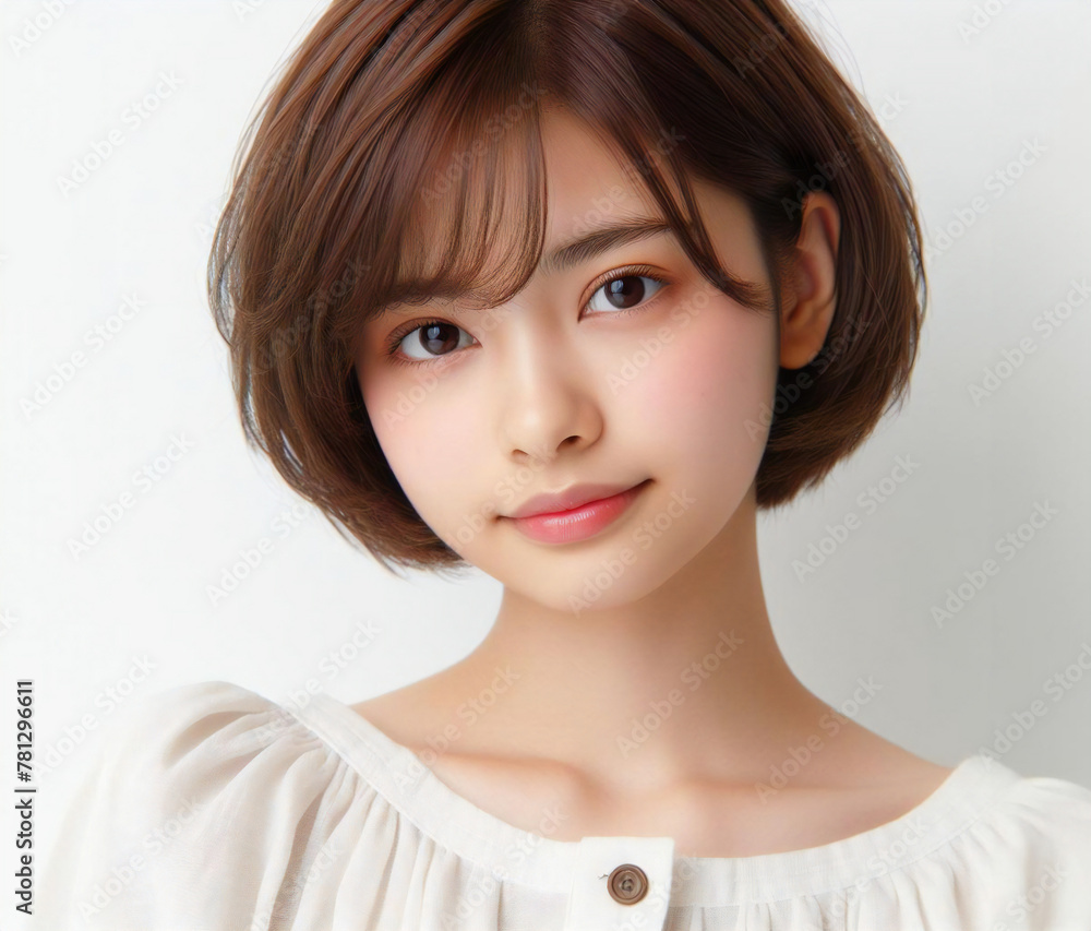白いブラウスの美少女

