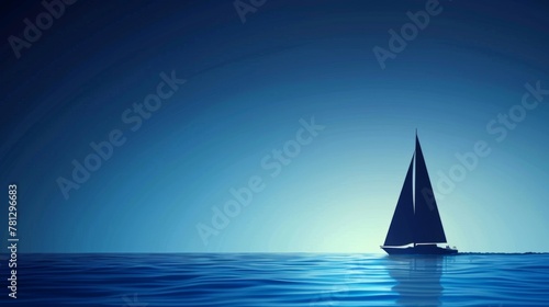 Serene Ocean Yacht Sailing at Twilight.