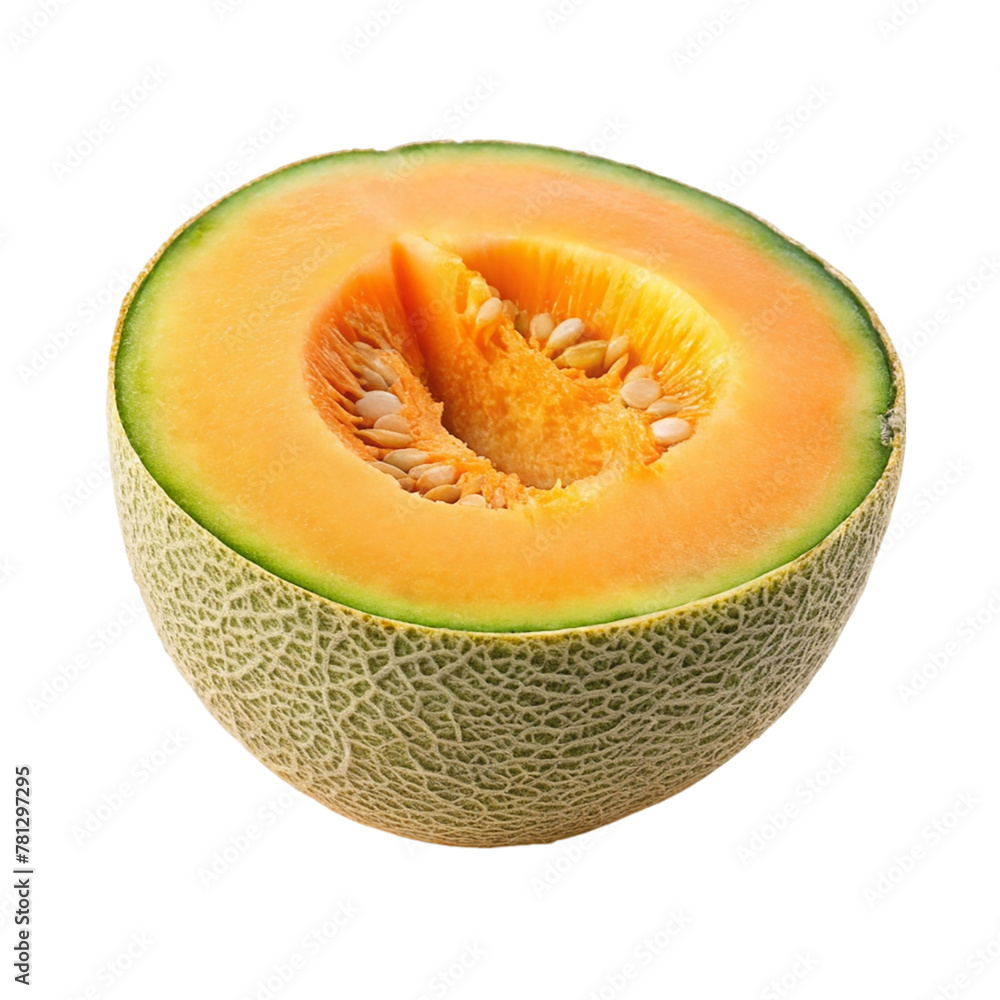 Half cantaloupe isolated on transparent background Half cantaloupe isolated on transparent background