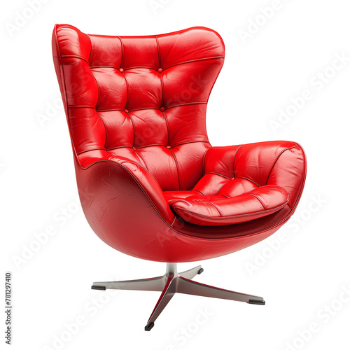 Modern red leather oficce armchair with transparent background photo