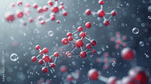 Chemistry: A 3D vector illustration of molecular models floating in a digital space