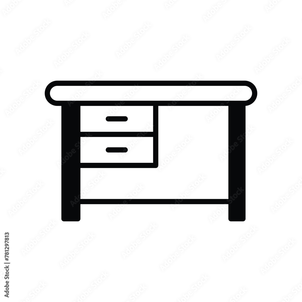 desk icon with white background vector stock illustration desk icon with white background vector stock illustration