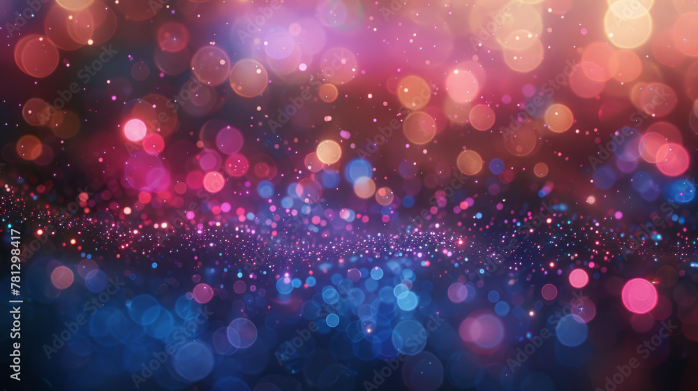An abstract composition with glitter and bokeh orbs on a dark canvas evoking joy and celebration. - obrazy, fototapety, plakaty 