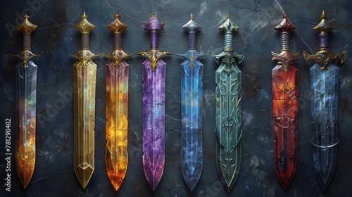 Beautiful fantasy swords - digital illustrations in 3D...