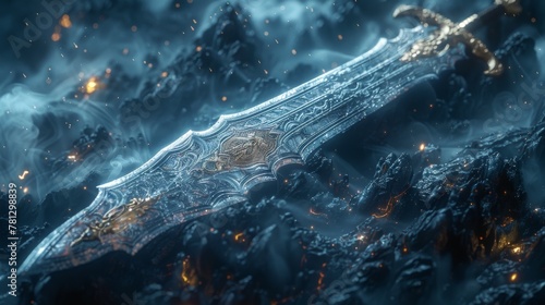 An amazing fantasy sword illustrated in 3D using digital technology...