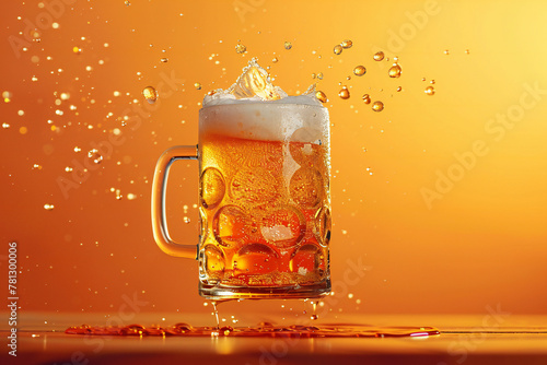 mug of beer on vibrant background