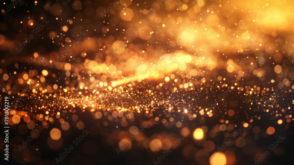 A mesmerizing display of golden sparkles and lights, capturing the essence of festive elegance and warmth.