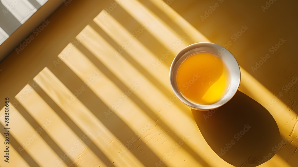 Top View Of Brown Buckwheat Tea, Yellow Background