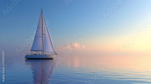 Catboat on Clean Coastal Background
