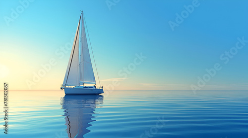 Catboat on Clean Coastal Background