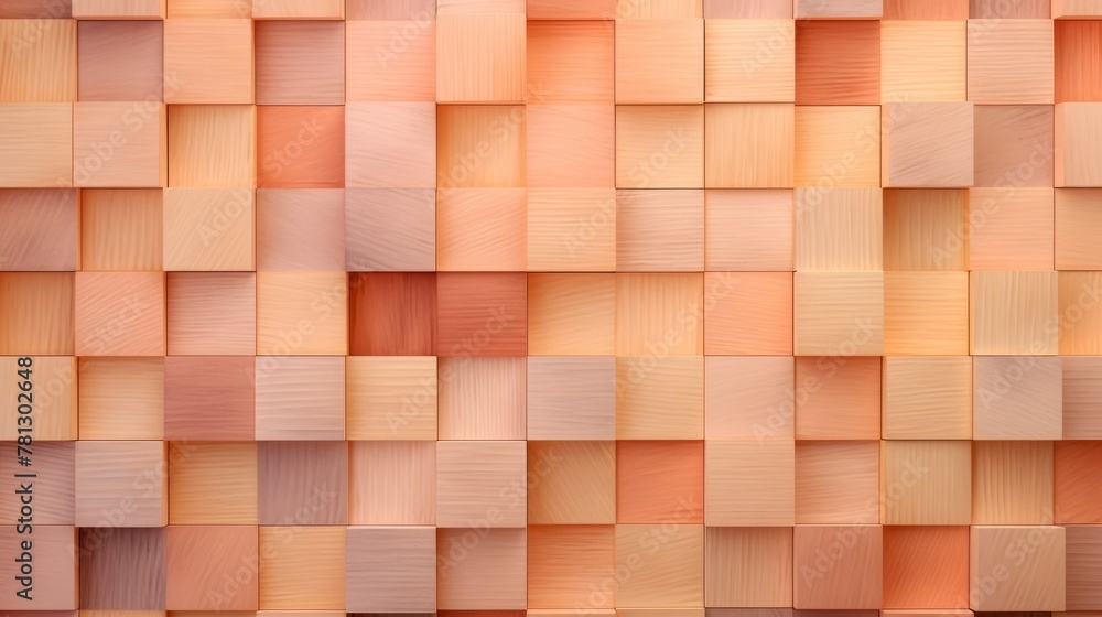 Apricot colored 3d wooden block wall cubic texture background. Modern woodwork wallpaper artwork design. Apricot colored 3d wooden block wall cubic texture background. Modern woodwork wallpaper artwork design.