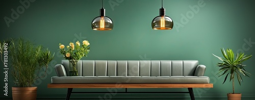 modern classical interior detail, green wall, web banner format photo