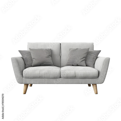 Modern white velour sofa on the transparent background