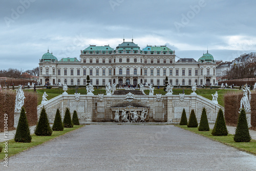Upper Belvedere palace and gardens in winter, Vienna, Austria
