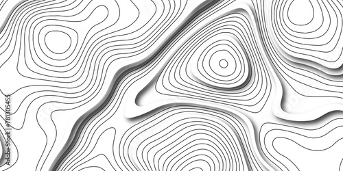 Abstract white paper cut background with line. 3d topography relief. Vector topographic illustration. realistic papercut decoration textured with wavy layer and shadow. seamless pattern wave design photo