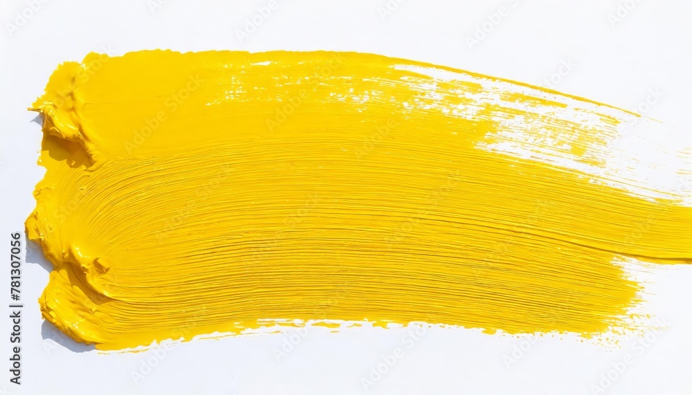 yellow stroke of paint texture isolated on white background , generated by AI