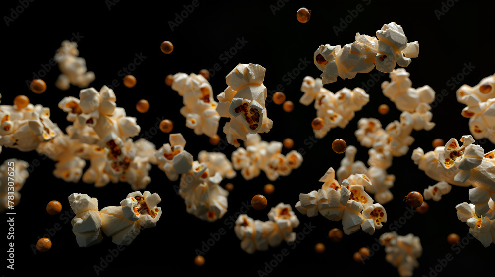 Isolated popcorn in black background Isolated popcorn in black background