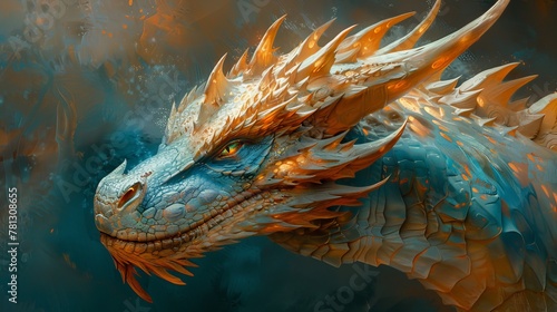 The fierce head of a dragon - digital painting