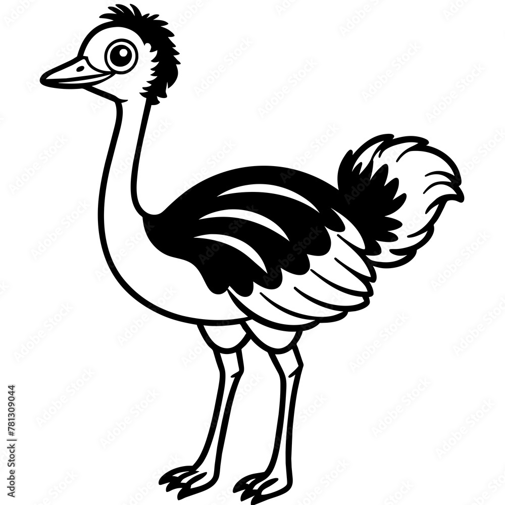 Fototapeta premium ostrich cartoon coloring page