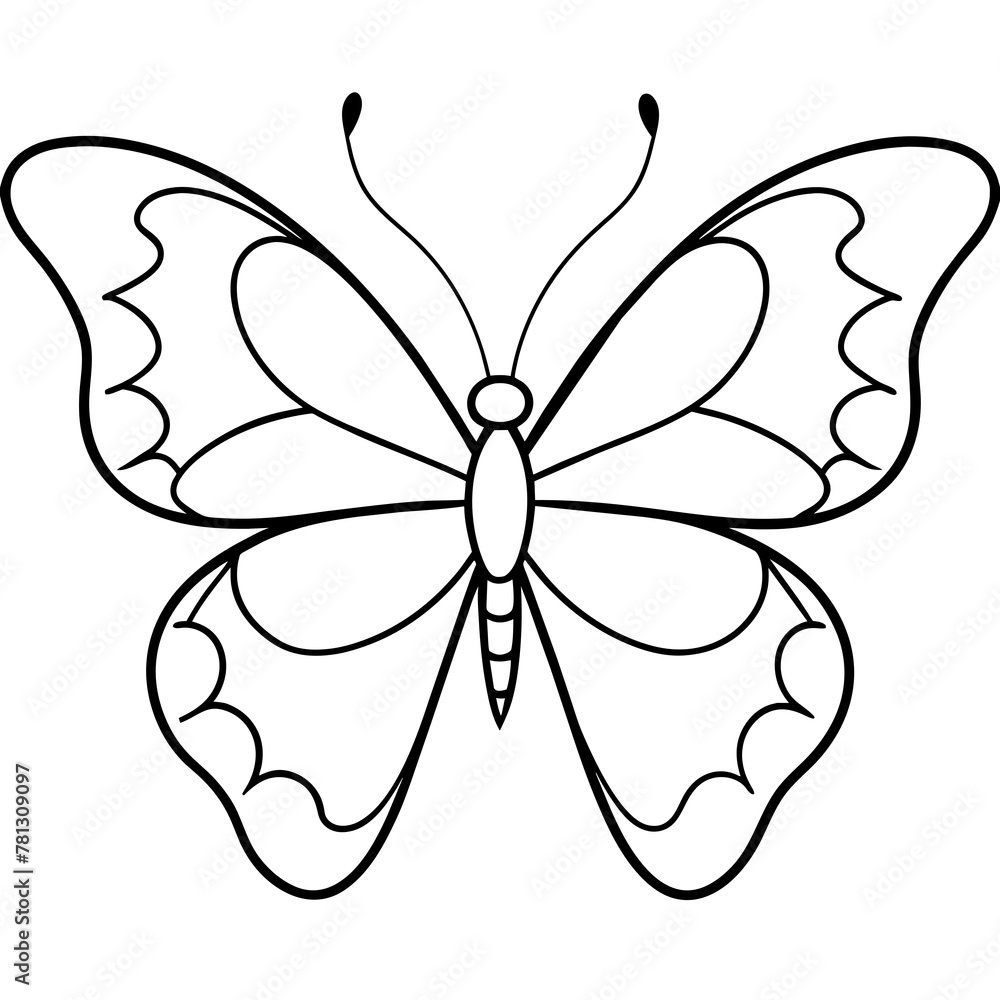 Naklejka premium Butterfly vector illustration with line art.. 