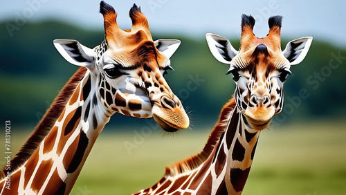 Pair of Giraffes in the Wild photo