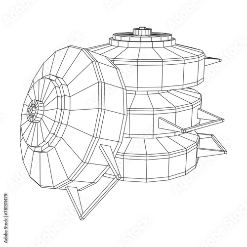 Anti-tank land mine. Army explosive weapon. Military object. Vector illustration. Wireframe low poly mesh vector illustration