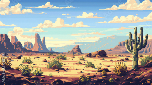 pixel art of drought desert dungeon background battle scene in RPG old school retro 16 bits, 32 bits game style © devilkiddy