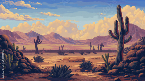 pixel art of drought desert dungeon background battle scene in RPG old school retro 16 bits, 32 bits game style © devilkiddy