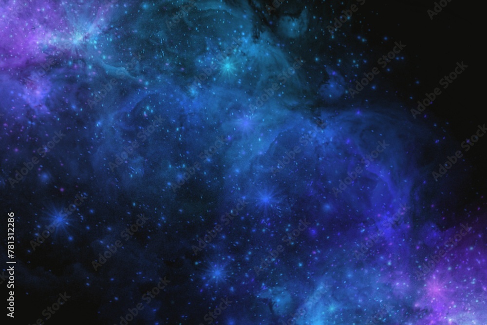 Blue space background with stars