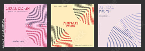 Circle design. A set of colored cover pages for a book, a catalog magazine. A template for a banner, poster and brochure. An abstract version of modern design