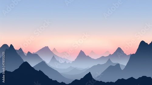 Serene Mountain Landscape at Dawn with Pastel Sky.