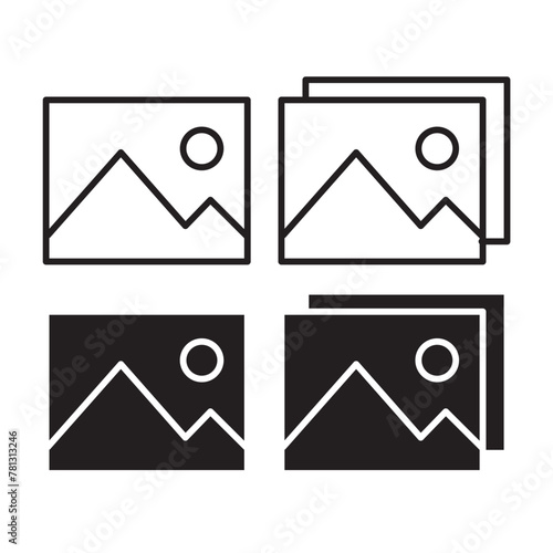 Gallery icon vector set, Photo gallery icon, Image symbol, Picture signs. Used in web , templates . Isolated on white background in eps 10.