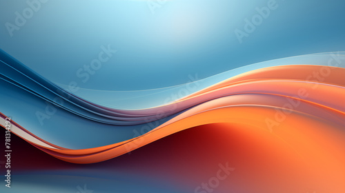 Abstract Design of Wavy Layers in Blue and Orange Hues