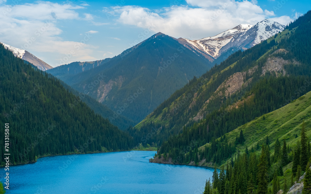 Mountain Lake Kolsai in Kazakhstan, Central Asia Travel Destination.