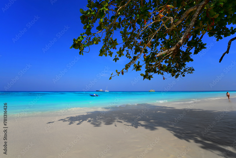 The clear blue sea and the beautiful beach on the paradise island The clear blue sea and the beautiful beach on the paradise island