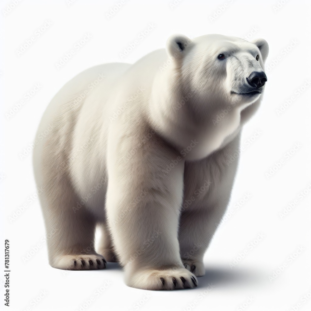 Image of isolated polar bear against pure white background, ideal for presentations
