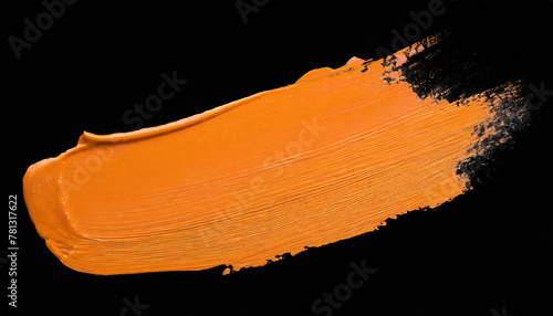 Orange stroke of paint texture isolated on black background , generated by AI