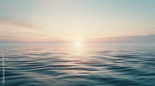 Serene Sunrise over Tranquil Ocean Waters. © Oksana Smyshliaeva