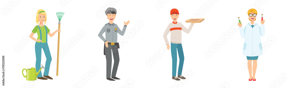 Young Man and Woman of Different Profession in Uniform Vector Set Young Man and Woman of Different Profession in Uniform Vector Set
