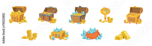 Pirate Treasure and Riches with Gem and Gold Vector Set