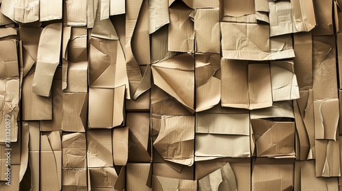 Collection of flattened cardboard boxes stacked on top of each other