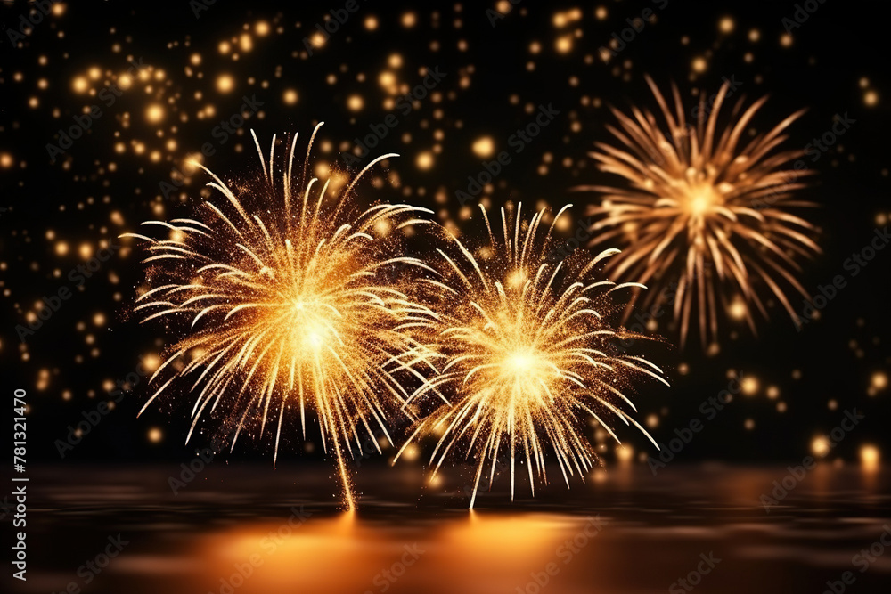 Generative ai on theme festive brightly fireworks on twilight background high in dark sky Generative ai on theme festive brightly fireworks on twilight background high in dark sky